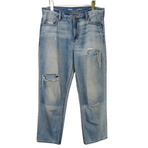 Old Navy High-Waisted Slouchy Straight Ripped Distressed Jeans Size 6 - Picture 6 of 7